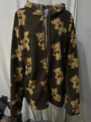 Thickened Hooded Casual Sweatshirt Women's Plush Pocket Cartoon Bear Zipper Pocket Sweatshirt Comfortable Korean Style Long S...
