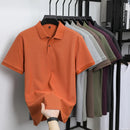 100% pure cotton boutique short sleeved high-end men's polo shirt summer high-quality solid color topsbusiness casual T-shirt