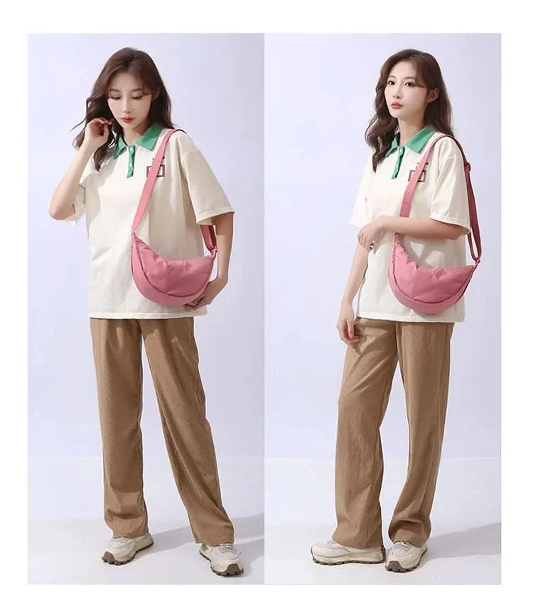 Simple Design Women's Messenger Bag Fashion Ladies Nylon Hobos Small Shoulder Bags Vintage Female Girls Purse Cloth Handbags - M & M Global