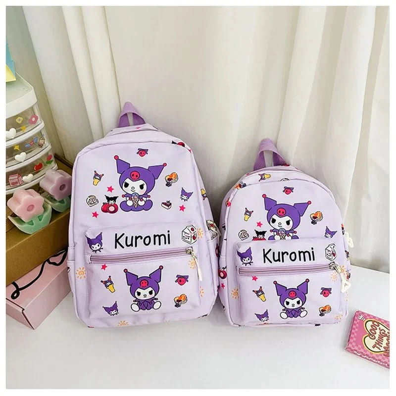 Sanrio Kuromi Hello Kitty My Melody Cinnamoroll Cartoon Backpack Cute Pompom Purin Pochacco School Bag For Adults Kids Sac A Dos - M & M Global