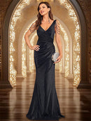 Elegant V-Neck Beading Evening Dresses Long Luxury Women Formal Mermaid Dress Party Prom Cocktail Maxi Gown