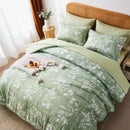 7-piece leaf pattern printed Comforter Set, 100% microfiber soft and durable Skin-friendly breathable super soft bedding set