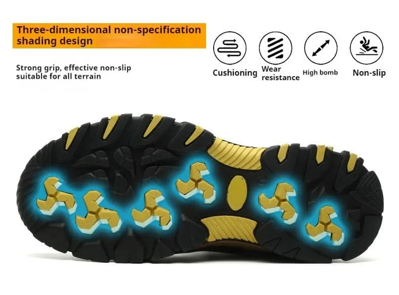 Widen Safety Boots Men Work Indestructible Shoes Climbing Boots Steel Toe Protective Boots Anti-smash Anti-puncture Safety Shoes