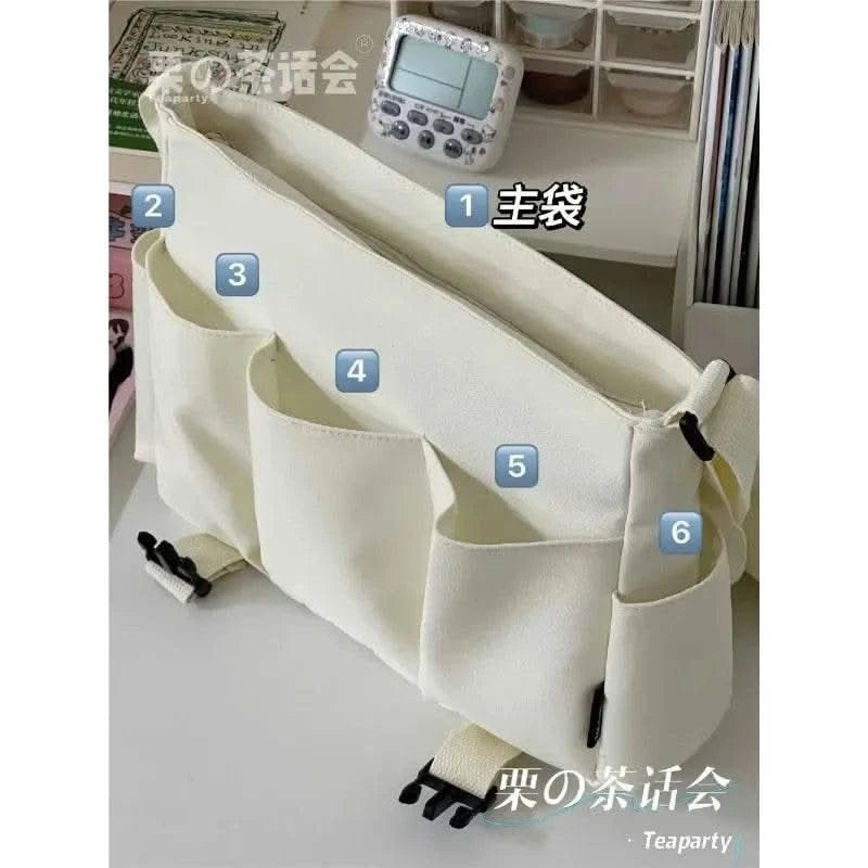 Collage Student School Bags Women&Men Unisex Crossbody Bags Multipockets Messenger Bag Simple Nylon Shoulder Bag - M & M Global