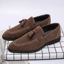 Men's Loafers Brand Suede Leather Shoes Vintage Slip-on Classic Casual Men Driving Shoes Wedding Male Dress Shoes Tassel pointed - M & M Global
