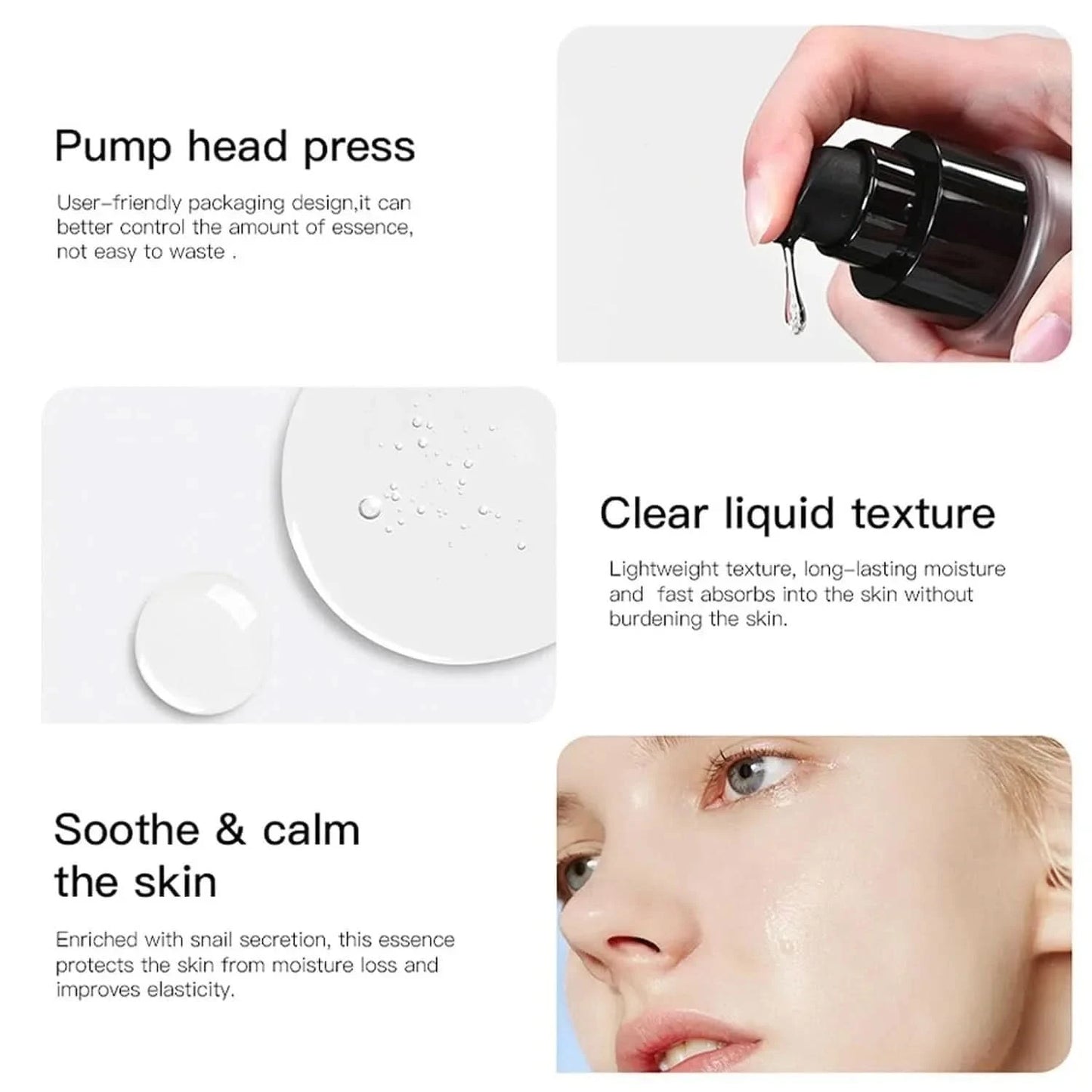 Snail Mucin 96% Korean Skin Care Facial Essence Fading Fine Lines Repair Essence Firming Facial Snail Brightening Anti-Aging - M & M Global