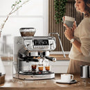 TC530 Espresso Machine with Milk Frother，Semi Automatic Coffee Machine with Grinder,Easy To Use Espresso Coffee Maker with 5.5 i - M & M Global