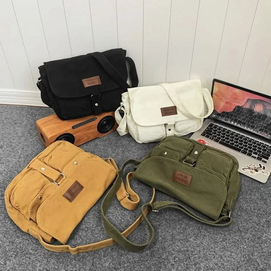 High Quality Canvas Handbag Shoulder Bags Large Capacity Crossbody Bags For Women Simple Casual Messenger Bag Student School Bag - M & M Global