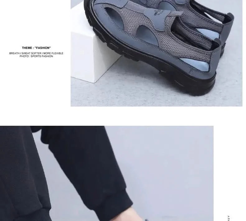 Summer New Men's Baotou Casual Net Surface Breathable Beach Shoes Lightweight Non-slip Sandals for Men sandal casual sneakers - M & M Global