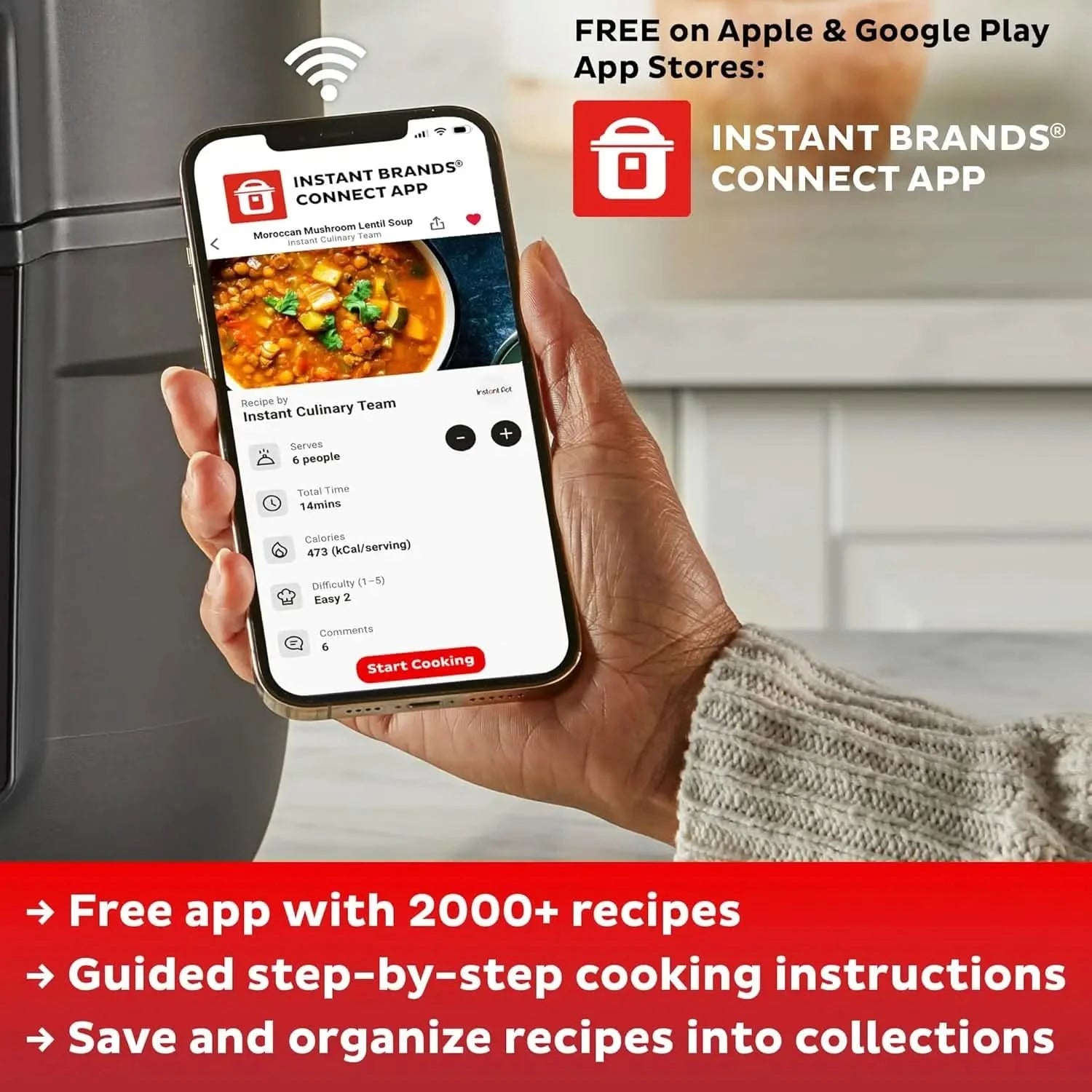 Instant Electric Round Dutch Oven, 6-Quart 1500W, From the Makers of , 5-in-1: Braise, Slow Cook, Sear/Sauté, Cooking Pan, Food - M & M Global