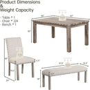 Rustic Dining Table, Farmhouse Kitchen Dining Chairs , Charming 60" Rectangular Wooden Table& Upholstered