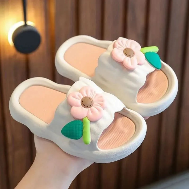 Summer New Kids Home Shoes Anti Slip Soft Sole Girls Bath Slipper Cartoon Cute Flower Bow Princess Slippers Children Beach Shoes - M & M Global
