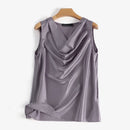 ZANZEA Fashion Cowl Neck Sleeveless Tank Tops Women Korean Style Elegant Satin Silk Solid Color Tanks Office Lady Sexy Camisole
