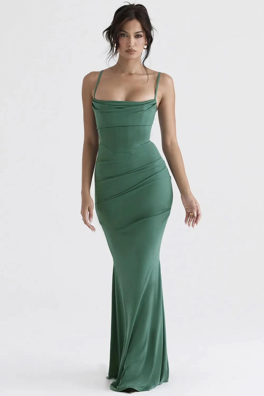 Elegant Dresses for Women Almond Corset Maxi Dress Draped Evening Night Party Dresses Bodycon Sexy Backless Dress with Fishbone - M & M Global