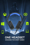 3.5mm Wired Gaming Headset with Microphone, Noise Isolating Over-Ear Design, Volume Control, Compatible with PS4/PC/PlayStation