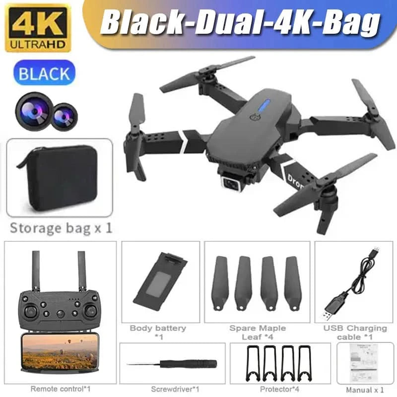 Professional Drone E88 4K Wide-Angle HD 1080P Camera WiFi FPV Height Hold Foldable RC Drone Quadrotor Helicopter Children's Toys - M & M Global