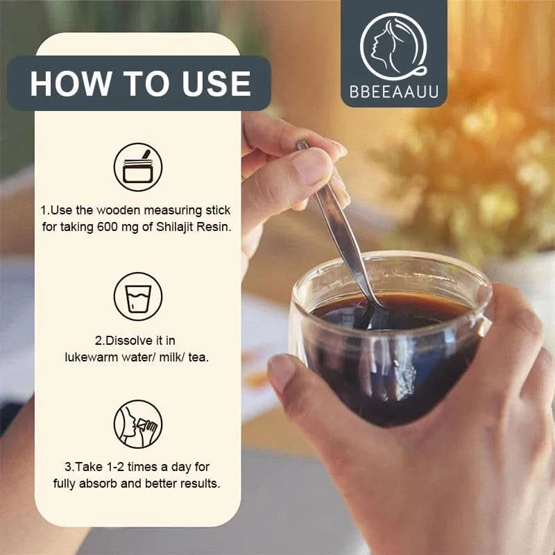 BBEEAAUU 60g 100% Himalaya Pure Shilajit Resin Original Mineral Health Supplement Non-GMO Brain Memory Cognitive Energy Health - M & M Global