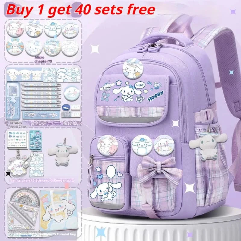 Sanrio Cinnamon Dog cute fashion print school bag for primary school students, stylish children's back-to-school backpack - M & M Global