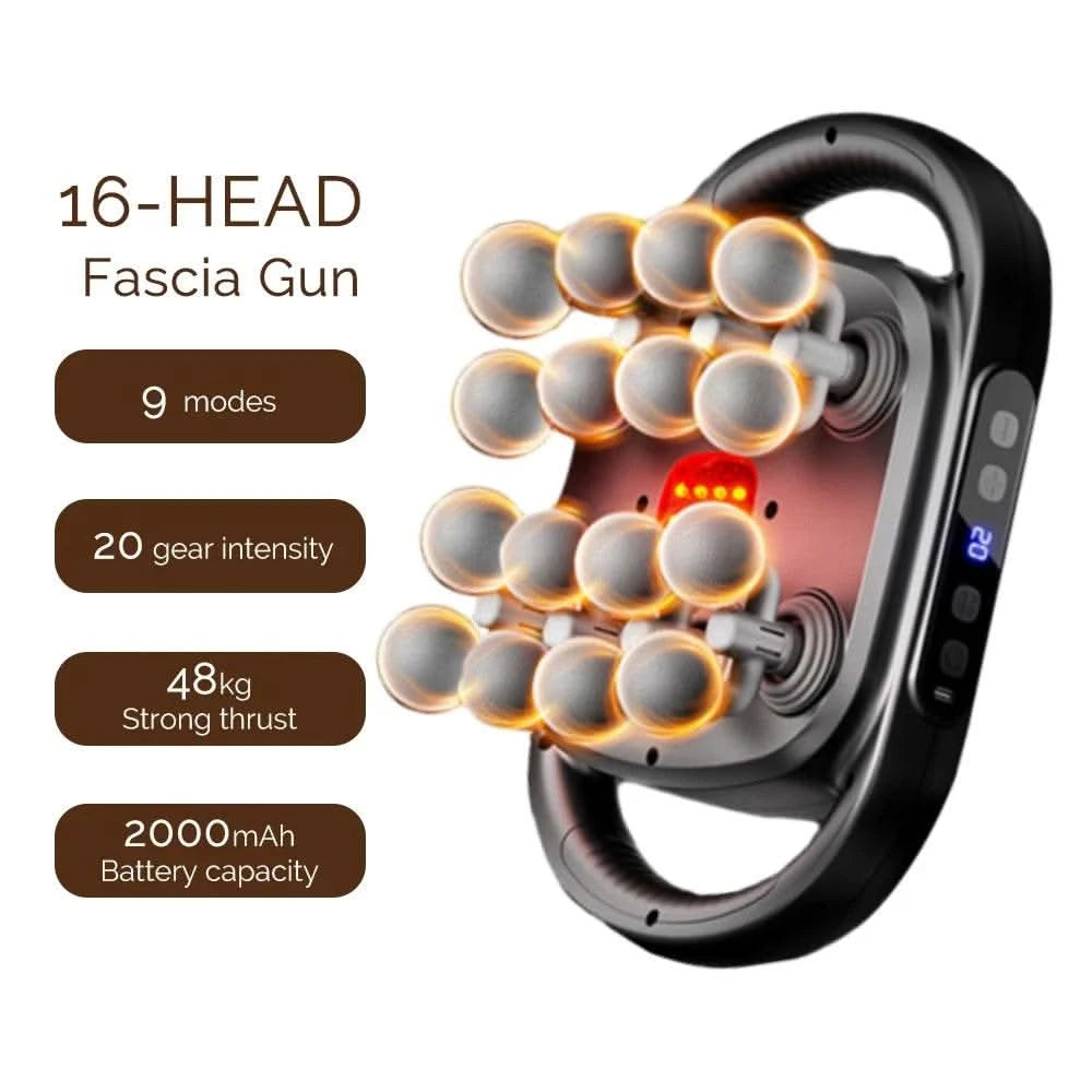 16 Massage Heads Massage Gun Wireless Fascia Gun High Frequency Vibration Back Waist Massager Massager Neck Shoulder Masajeador - M & M Global