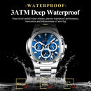 POEDAGAR Business Man Wristwatch Date Chronograph Waterproof Luminous Luxury Men Watch Stainless Steel Quartz Men's Watches Male