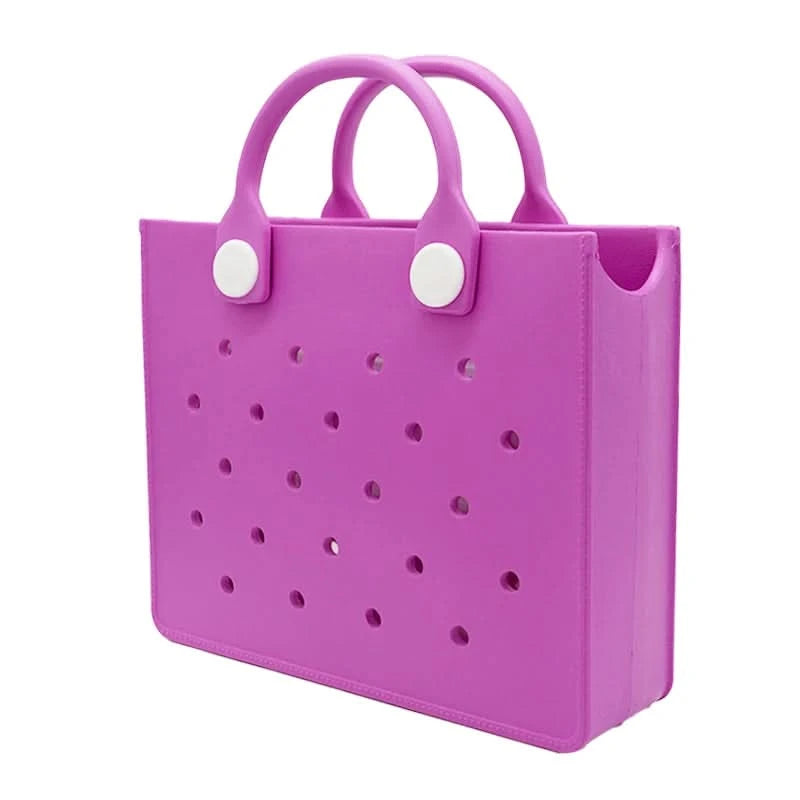 The orange guy Purple Women Fashion New EVA Punched Handbag Casual Waterproof Travel Tote Bag Fit Charms Outdoor Beach Bags - M & M Global