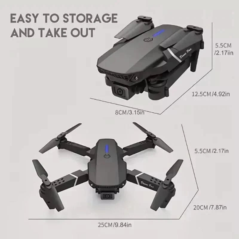 Professional Drone E88 4K Wide-Angle HD 1080P Camera WiFi FPV Height Hold Foldable RC Drone Quadrotor Helicopter Children's Toys - M & M Global