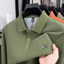 Luxury and fashionable 100%pure cotton comfortable long sleeve polo shirt for men new spring and autumn brand embossed puppy top