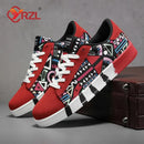 YRZL Men's Sports Running Shoes Canvas Geometric Style Lace-Up Sneakers Couples' Fashionable Graffiti Print Skate Shoes Men - M & M Global