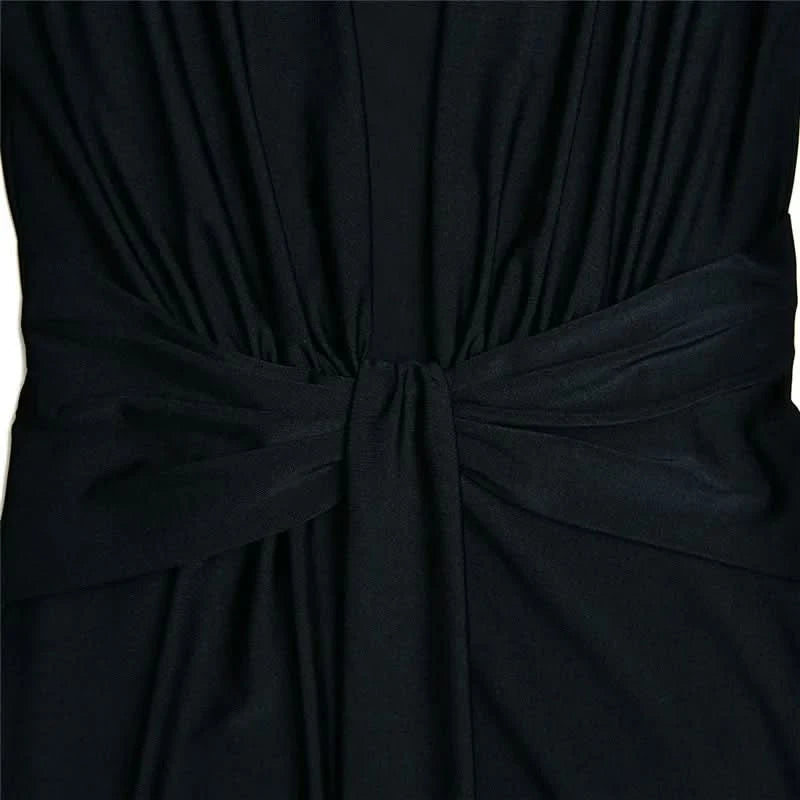 Mozision Deep V Neck Long Sleeve Split Maxi Dress Women Elegant Clubwear 2023 Autumn New Bodycon Ruched Sexy Long Dress - M & M Global
