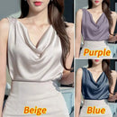 ZANZEA Fashion Cowl Neck Sleeveless Tank Tops Women Korean Style Elegant Satin Silk Solid Color Tanks Office Lady Sexy Camisole