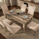 Rustic Dining Table, Farmhouse Kitchen Dining Chairs , Charming 60" Rectangular Wooden Table& Upholstered
