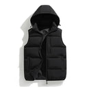 Men Autumn Thicken Cotton Sleeveless Vests Jacket Coat Mens Winter Warm Detachable Hat Outwear Waistcoat Hooded Vest Jacket Male