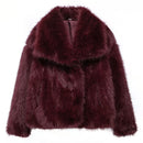 HH Women Elegant Faux Fur Coat Warm Fluffy Loose Long Sleeve Lapel Jacket Autumn Winter Fashion High Street Lady Outerwear