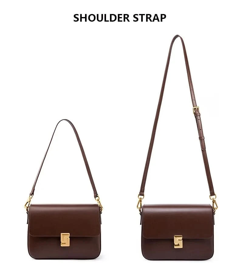 Genuine leather tofu bag large capacity high-end sense one-shoulder armpit commuting practical cowhide crossbody women's bag - M & M Global