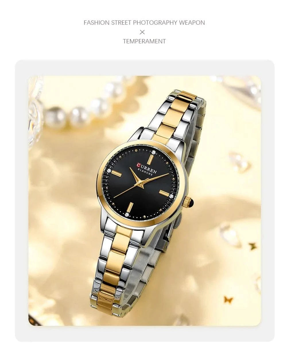 CURREN-Women's Simple Dial Wristwatch, Elegant and Charming Bracelet Quart Watches for Lady, Fashion Brand - M & M Global