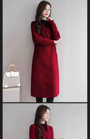 Plus Size Women's Mid-Length Woolen Coat 2025 Spring Autumn Slim Fit Woolen Coat Outerwear Pure Color Korean Casual Style But...