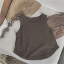 Korean Glutinous Kids Boys Tank Top Cotton Solid Round Collar Infant Babys Boy Vest Tees Thin Cool Sleeveless Tops For 1-6Y Boys - M & M Global