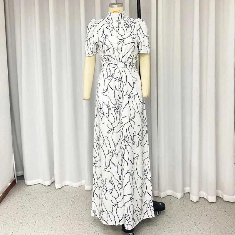 Wefads Women Jumpsuit Loose Fashion Elegant Long Pants Short Sleeve Halterneck Art Print Sets High Streetwear - M & M Global