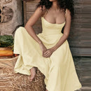 Summer Women Elegant Sleeveless Backless Pleated Dresses Lady Sexy Solid Sling Midi Dress 2024 Female Party Evening A-line Robes - M & M Global