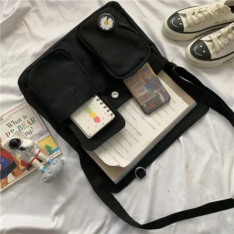 Japanese Harajuku Cute Retro Girl Messenger Shoulder Bag Canvas Student School Female Anime double messenger bag - M & M Global