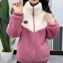 Korean Style Loose Thickened Patchwork Cotton Jacket Autumn Winter Women's Fashion Student Lamb Velvet Coat Casual Outerwear