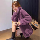Fashion Women Winter Warm Double Coral Fleece Overcoat Solid Soft Plush Stand Collar Coats Ladies Long Sleeved Zipper Outerwears