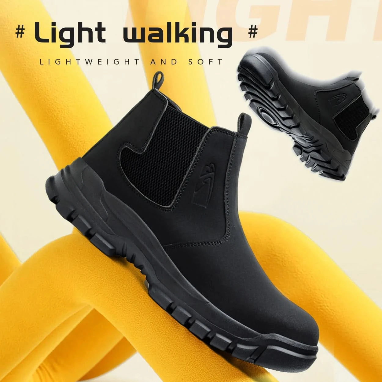 Waterproof Men's Safety Work Boots Steel Toe Shoes Anti Impact And Anti-Puncture Outdoor Adventure Hiking Protective Boots