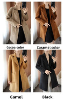 Plus Size Women's Long Sleeve Woolen Coat Pure Color Slim Fit Midi Length Spring New Style Compact Size Versatile Quality Pol...