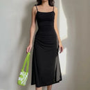 Fashion Strappy Ruched Sexy Black Dress Irregular Elegant Backless Long Dress Party Summer Dresses Women Clothes Vintage Dress - M & M Global
