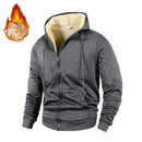 Men's Lambswool Zipper Hoodies Jackets Winter Outdoor Fleece Lining Warm Windproof Hooded Sweatshirts Men Casual Jackets Coats