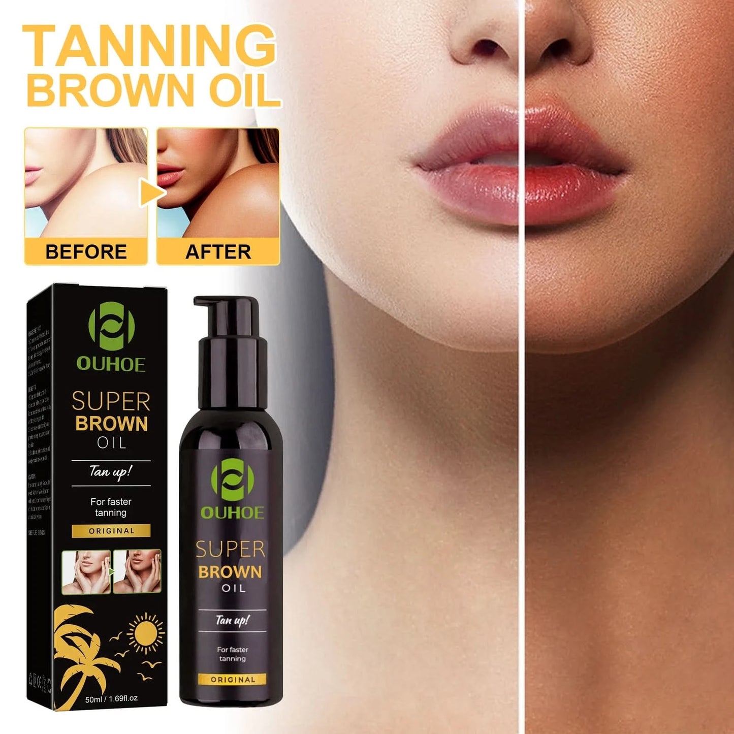 Shine Brown Premium Tanning Accelerator Tanning Oil for Outdoor Sun Suntan Oil Natural Tan with Mild Ingredients Super Brown Oil - M & M Global