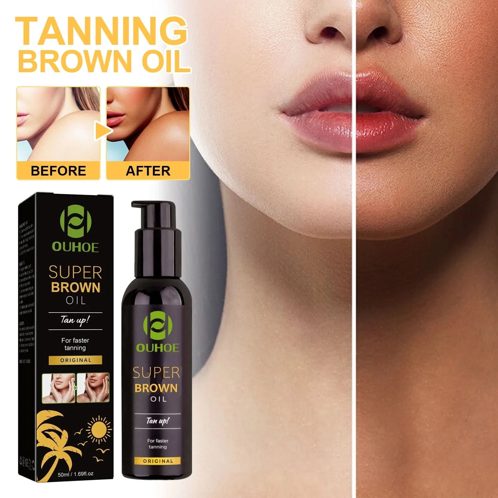 Shine Brown Premium Tanning Accelerator Tanning Oil for Outdoor Sun Suntan Oil Natural Tan with Mild Ingredients Super Brown Oil - M & M Global