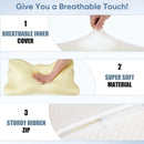 JHK Ergonomic Cervical Contour Neck Pillows For Neck Pain Relief Memory Foam Bed Pillow Neck Pillow with Cooling Pillowcase