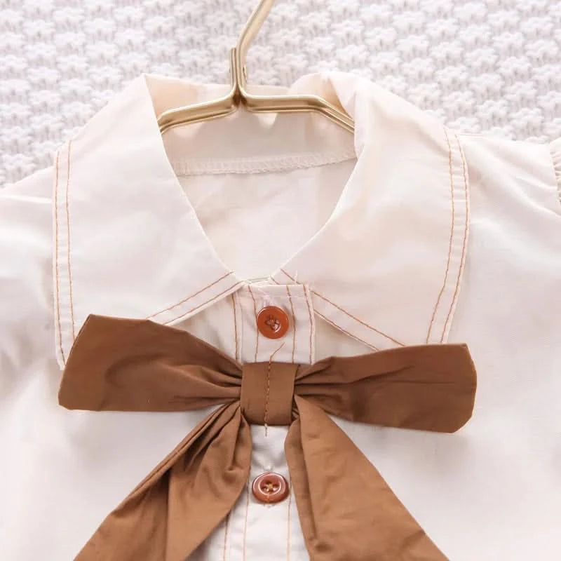 Girls Summer Casual Set Summer Vacation Bow Top + Shorts 2 Piece Set Children Clothes Girl - M & M Global